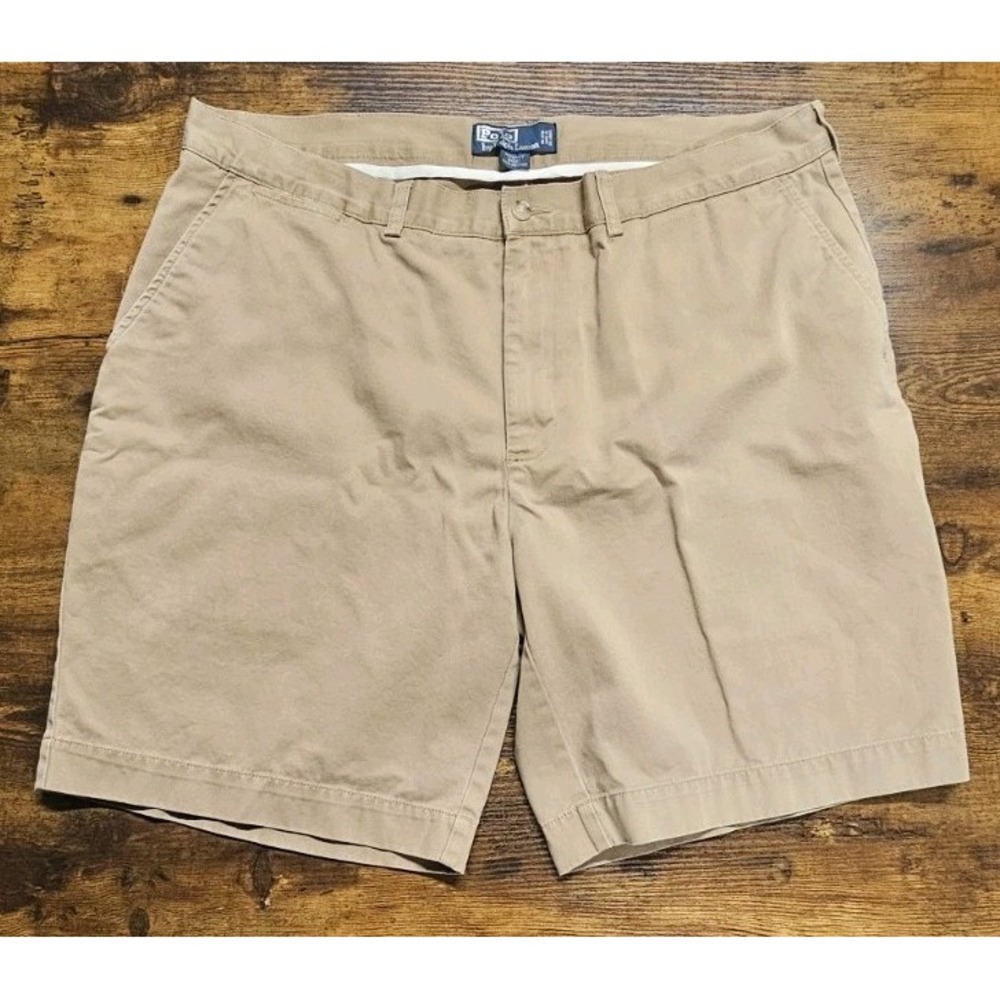 Polo Ralph Lauren Prospect Chino Beige Flat Front Cotton Shorts Men's Size 38x9